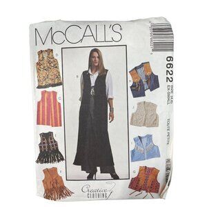 90s McCalls 6622 Vest Patterns Size XS (4-6) Creative Clothing Loose Fits CUT